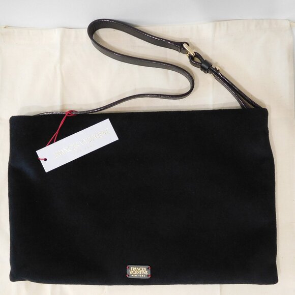 FRANCES VALENTINE ~ BLACK VELOUR POOCH BAG ~ velvet - Picture 1 of 16
